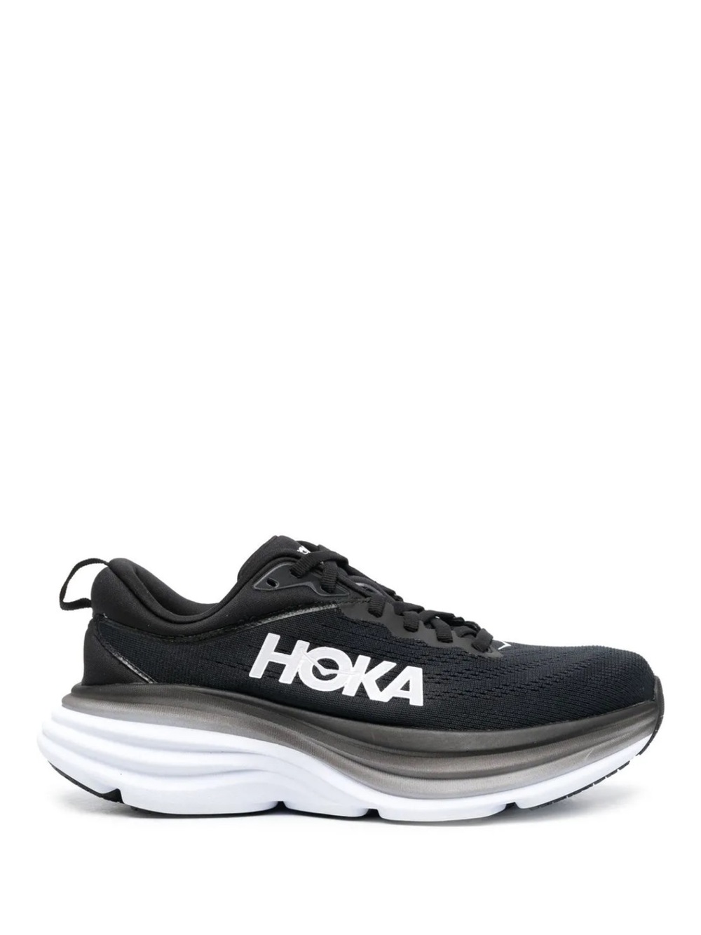 Hoka Women's Black and White Clifton-Style Running Shoe-Bondi 8